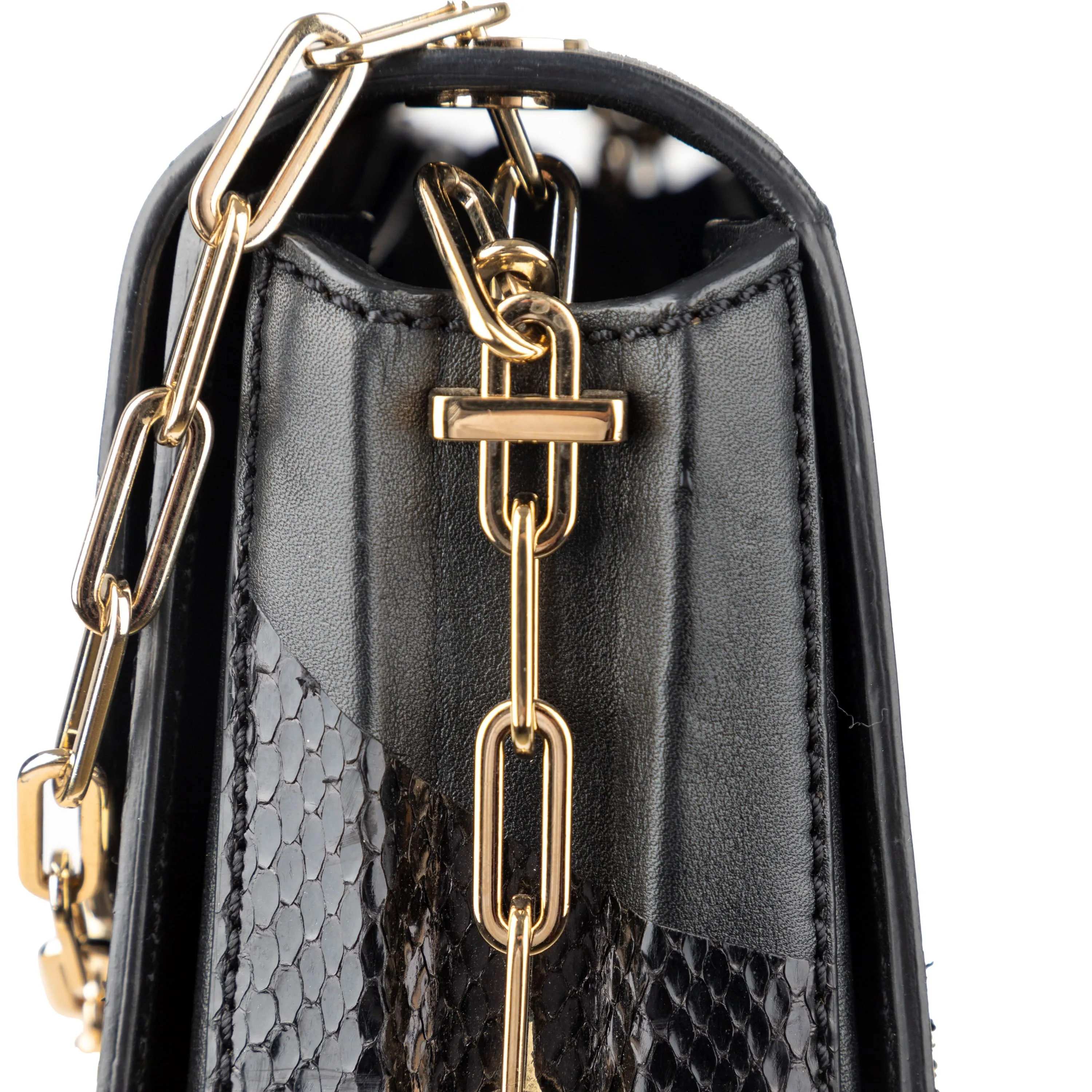 Valentino Leather and Snakeskin Panther Crossbody Bag - '10s