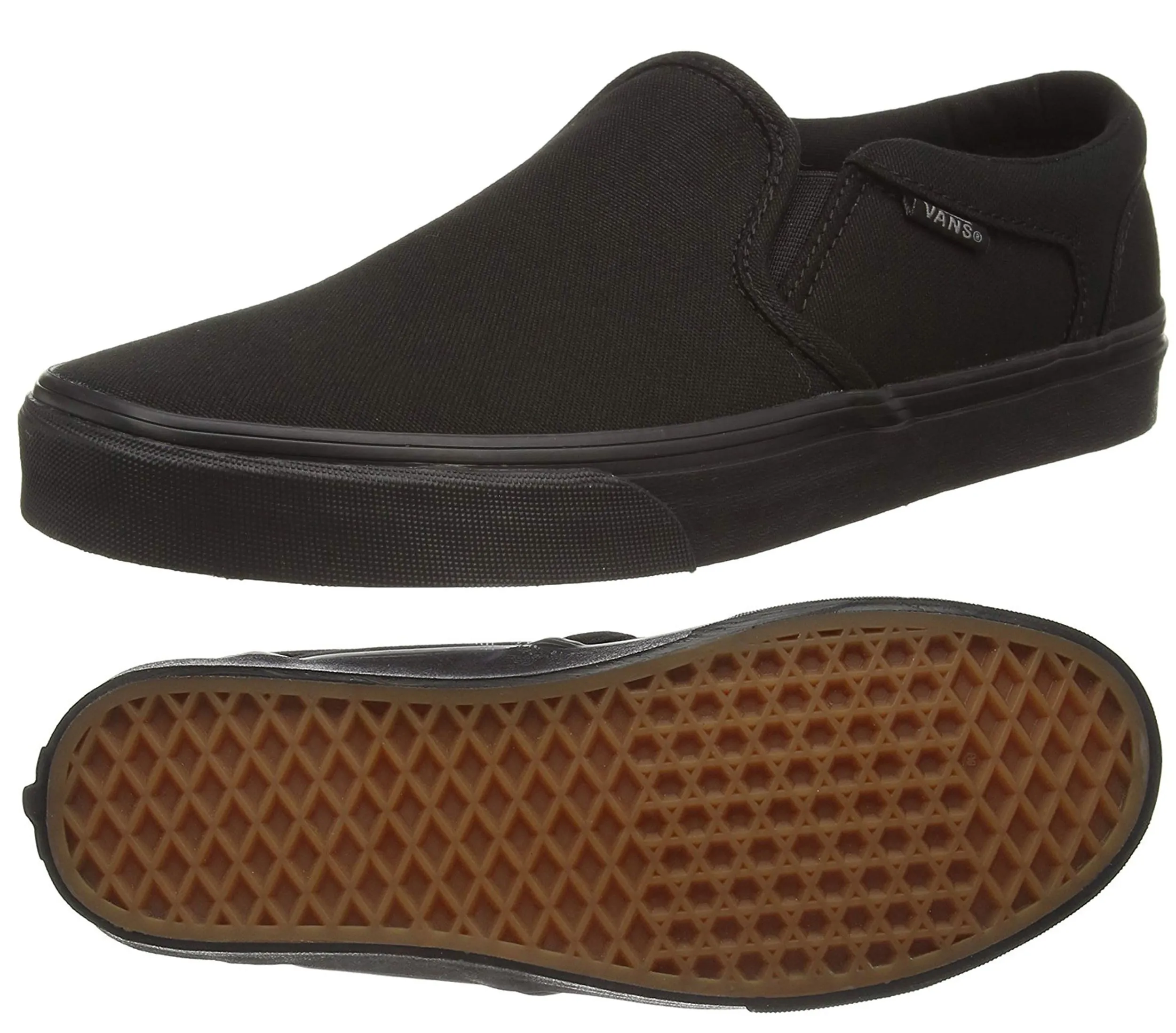 VANS Asher Canvas Slip On Trainers Black