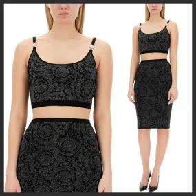 VERSACE  |Casual Style Nylon Party Style Cropped Tops