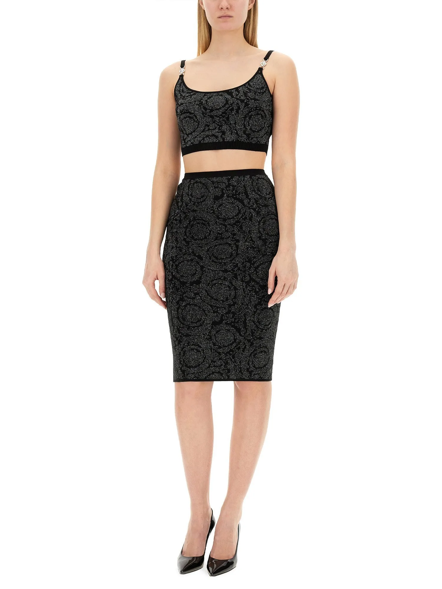 VERSACE  |Casual Style Nylon Party Style Cropped Tops