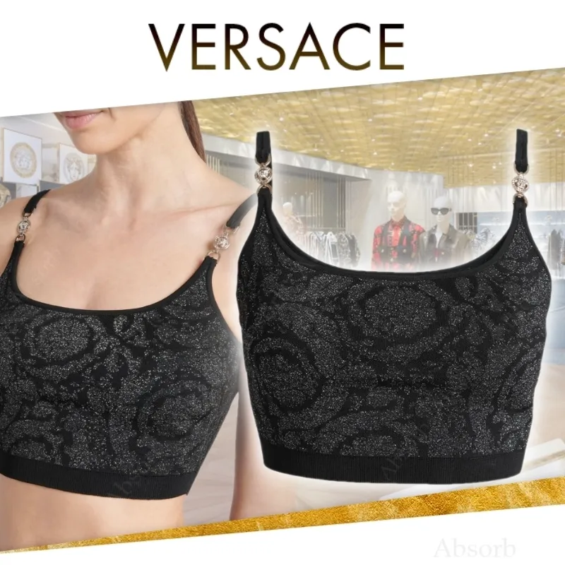 VERSACE  |Casual Style Sleeveless Elegant Style Cropped Tops