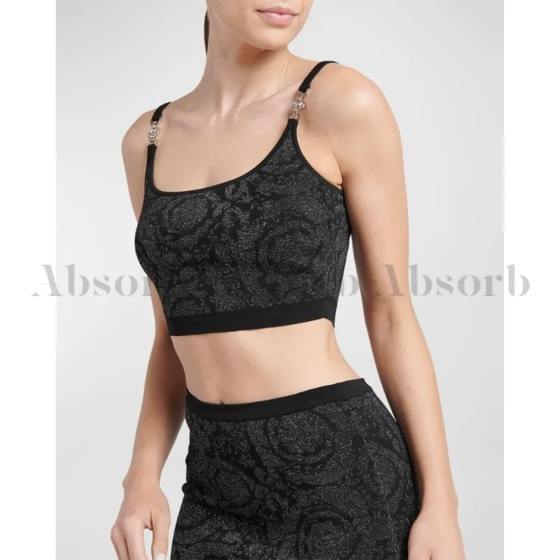 VERSACE  |Casual Style Sleeveless Elegant Style Cropped Tops