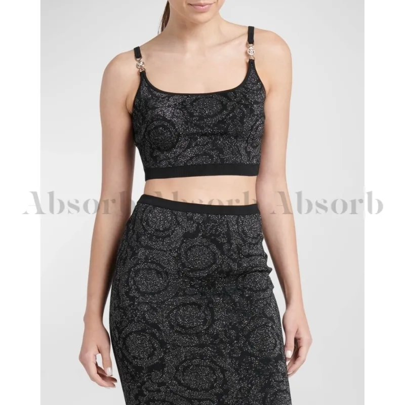 VERSACE  |Casual Style Sleeveless Elegant Style Cropped Tops