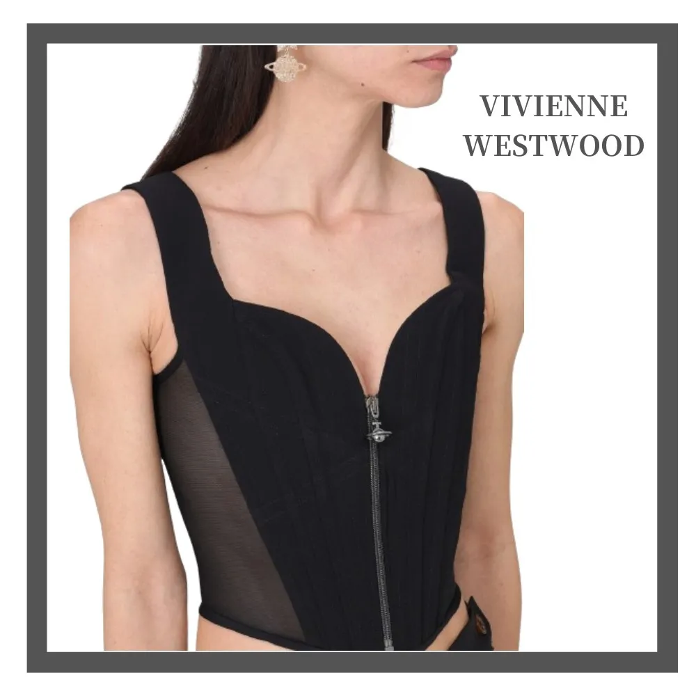 Vivienne Westwood  |Sleeveless U-Neck Plain Cropped Tops Tanks & Camisoles