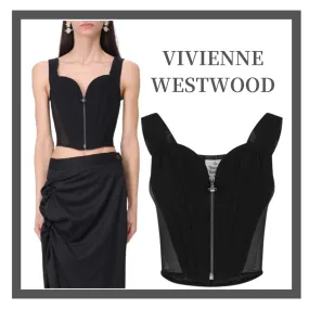 Vivienne Westwood  |Sleeveless U-Neck Plain Cropped Tops Tanks & Camisoles