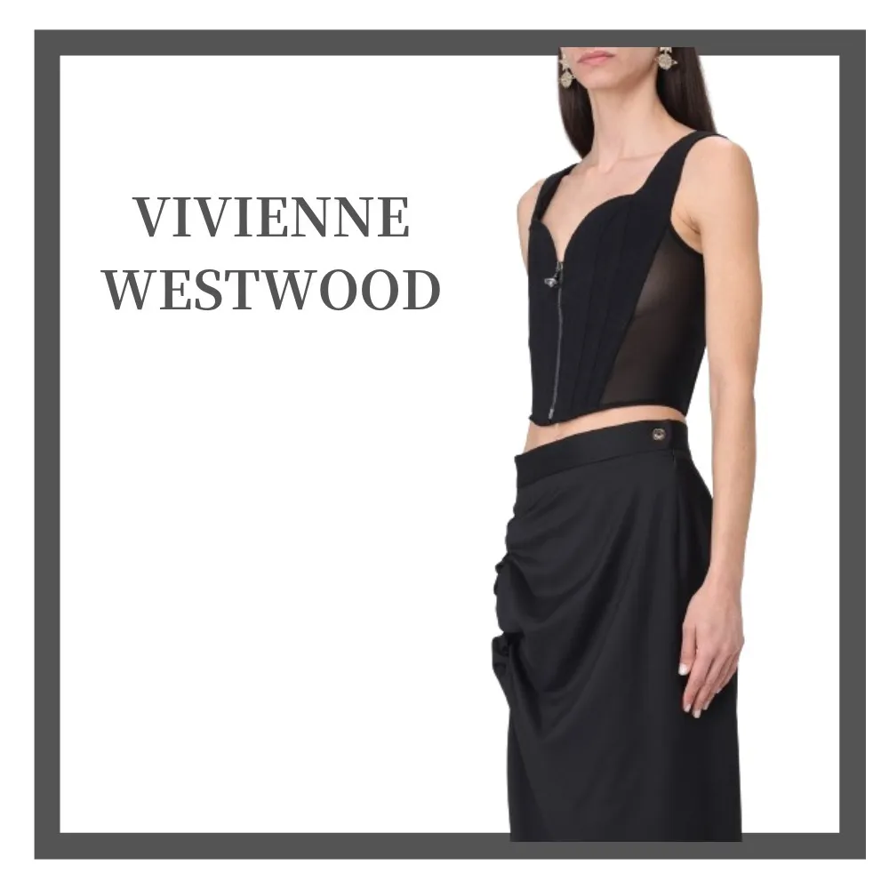 Vivienne Westwood  |Sleeveless U-Neck Plain Cropped Tops Tanks & Camisoles