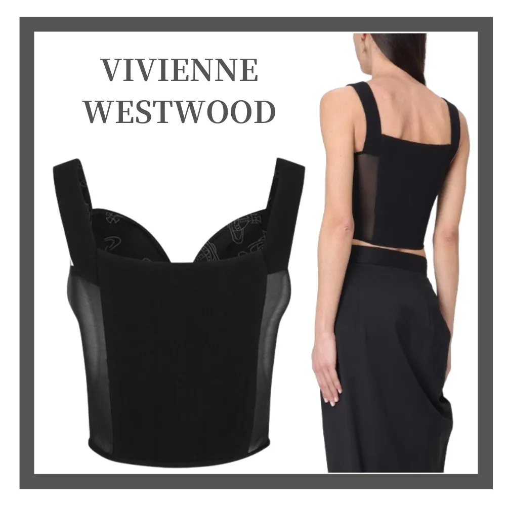 Vivienne Westwood  |Sleeveless U-Neck Plain Cropped Tops Tanks & Camisoles