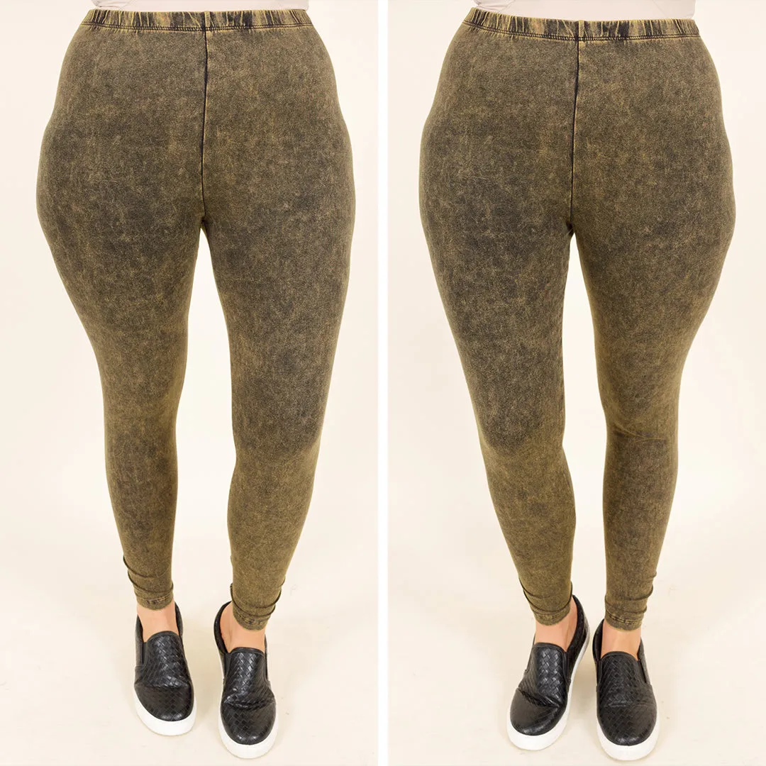 Well Worth It Mineral Wash Leggings, Olive