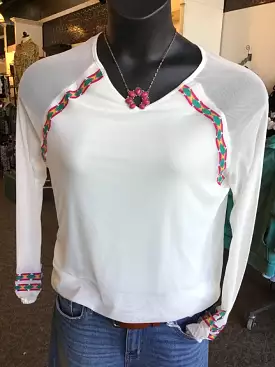 White Embroidered Mesh Shirt - Small to 3X