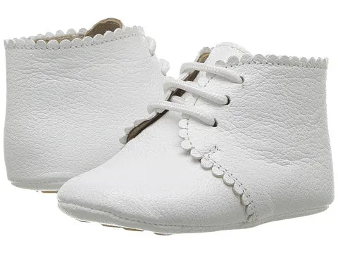 White Leather Scalloped Bootie