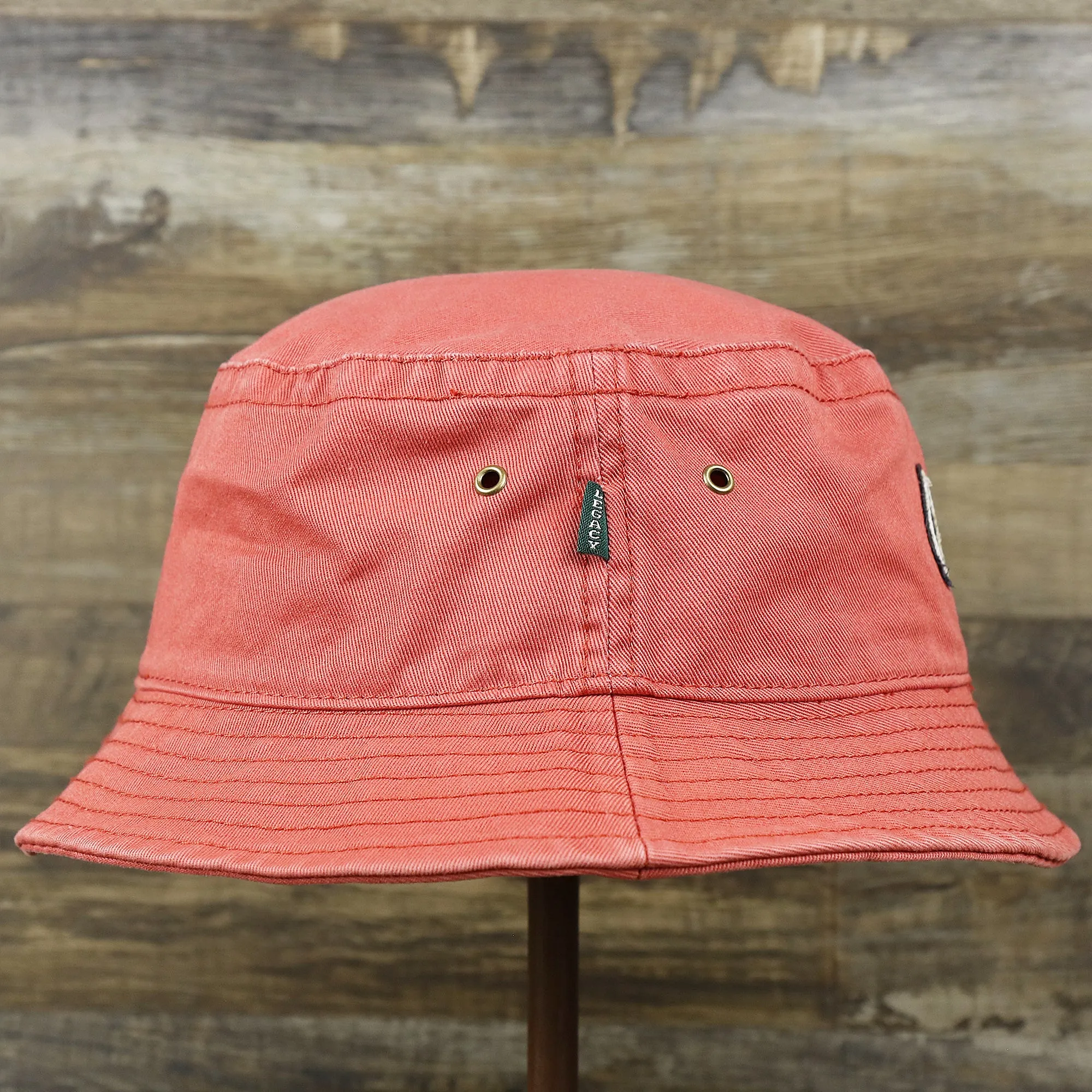 White OCNJ Double Wordmark Navy Blue Outline Bucket Hat | Nantucket Red Bucket Hat