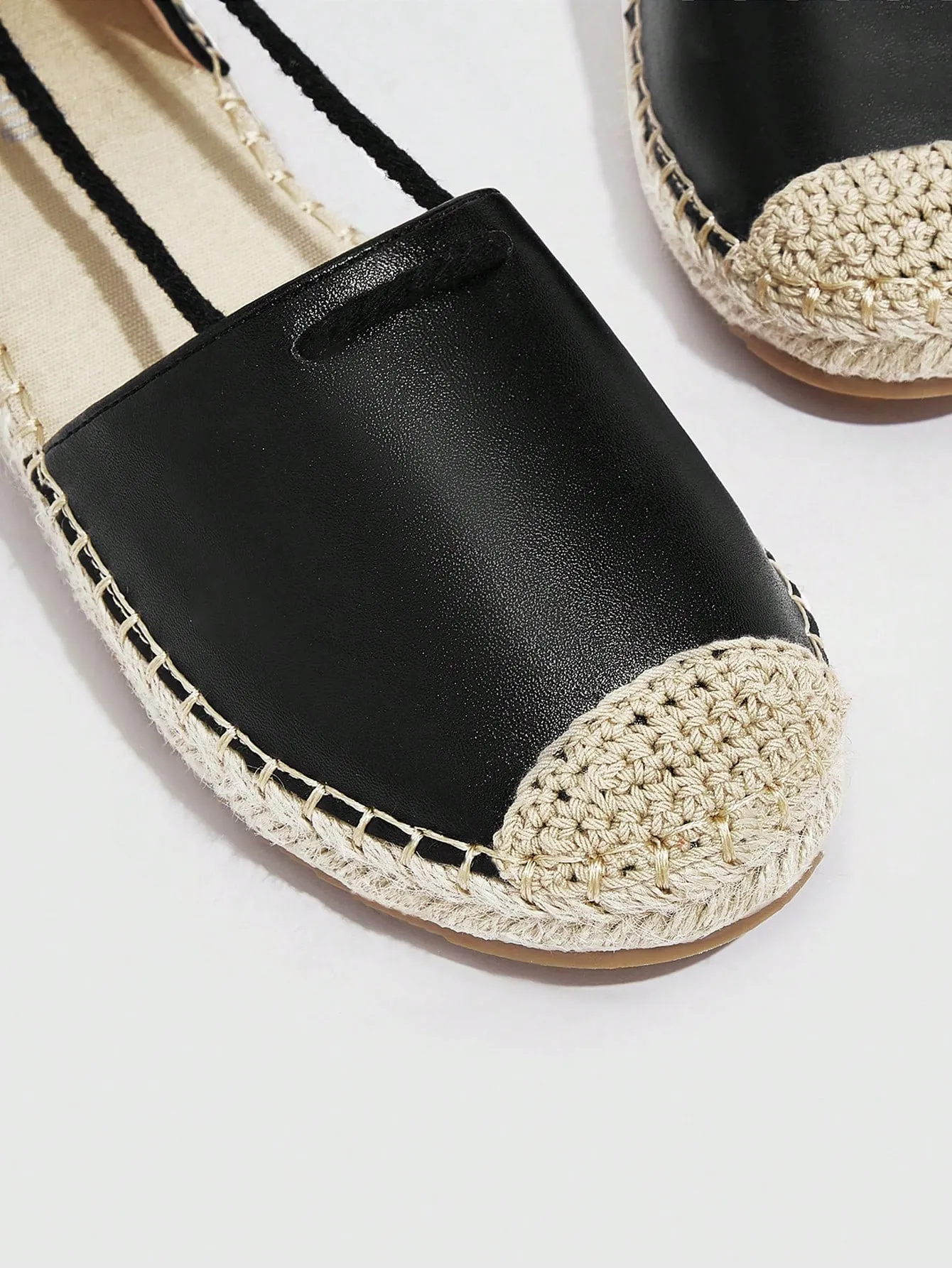 Women Tie Leg Design Espadrille Strappy Flats, Vacation Flats For Summer