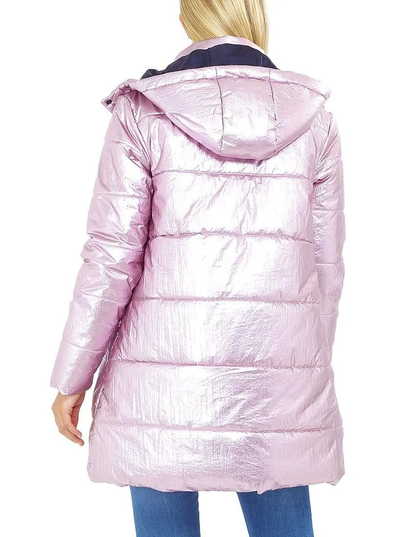 Womens Metallic Pink Longline Coat, Sizes 8 to 16