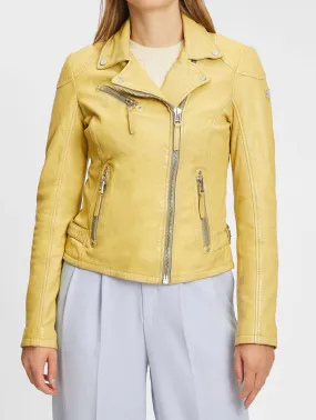 Women's yellow biker style leather jacket \pgg s23\