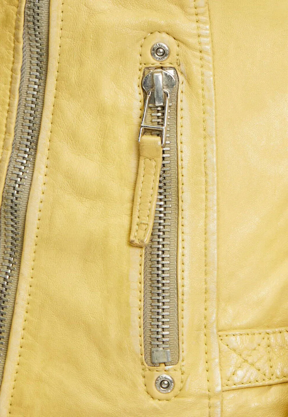 Women's yellow biker style leather jacket \pgg s23\