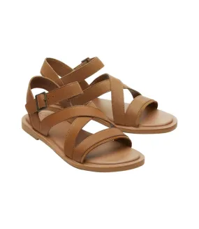 Womens/ladies sloane leather sandals tan Toms