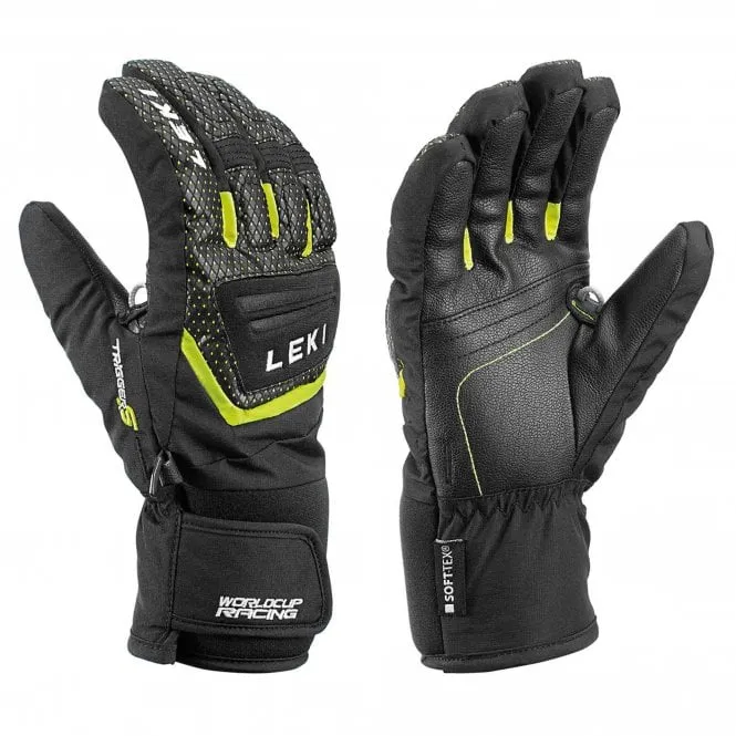 World Cup S Junior Ski Gloves - Black-Ice Lemon