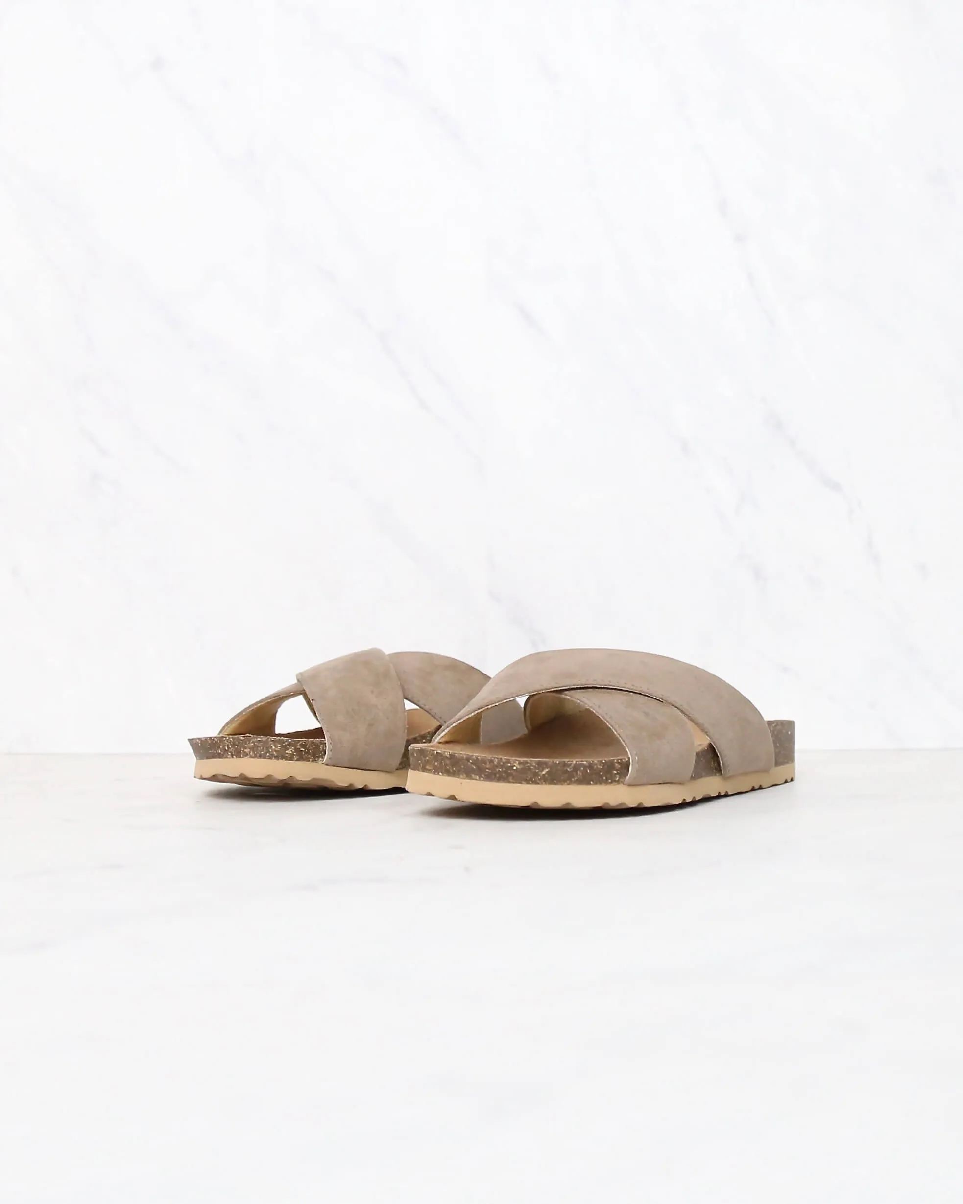 Wrapped Around You Slip On Wrap Sandals in Light Taupe