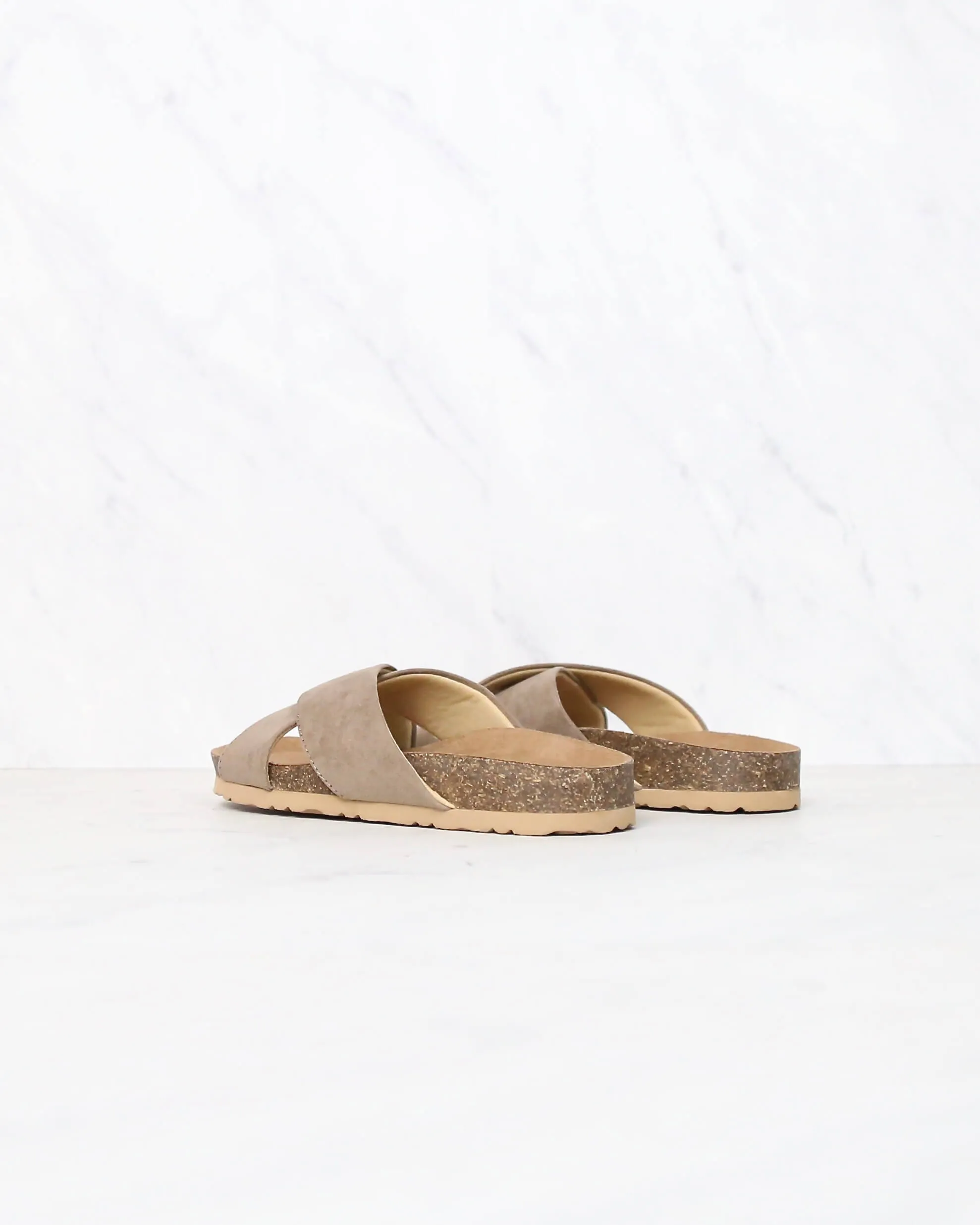 Wrapped Around You Slip On Wrap Sandals in Light Taupe