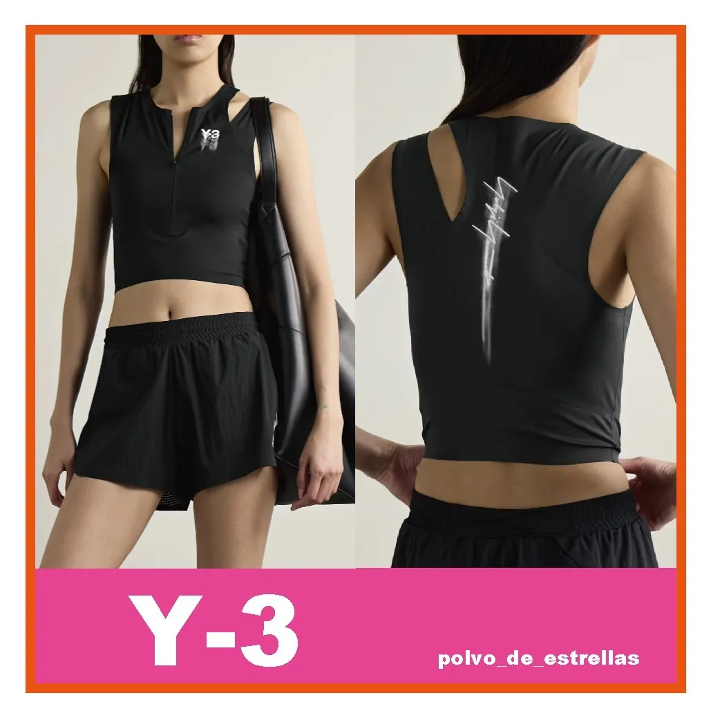 Y-3  |Street Style Plain Logo Cropped Tops Tanks & Camisoles