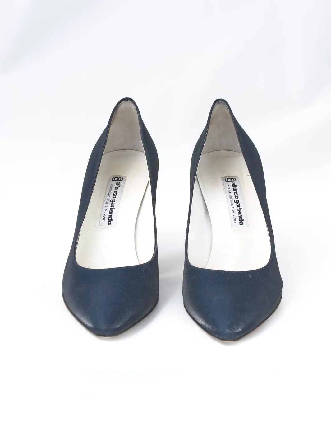 Y2K Alfonso Garlando pumps in dark blue satin