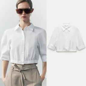 ZARA  |Casual Style Cropped Cropped Tops Shirts & Blouses