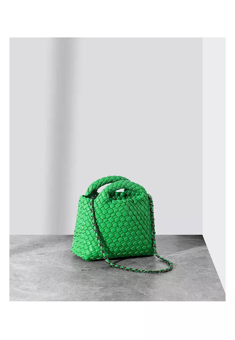 ZITIQUE Leather Fan AirPods Woven Bucket Bag